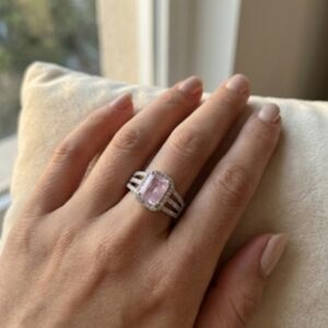 Sterling Silver Plated Pink CZ Ring Size 7